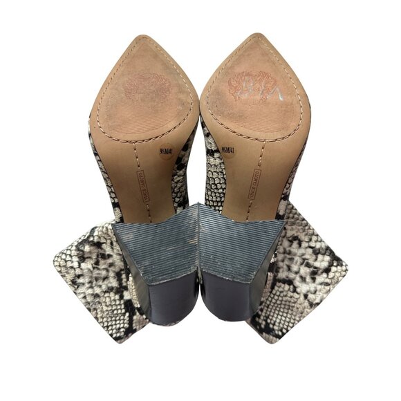 Vince Camuto Tillen Snake Print Ankle Boots Unique Block Heel Pointed Toe 9.5 - Picture 9 of 10